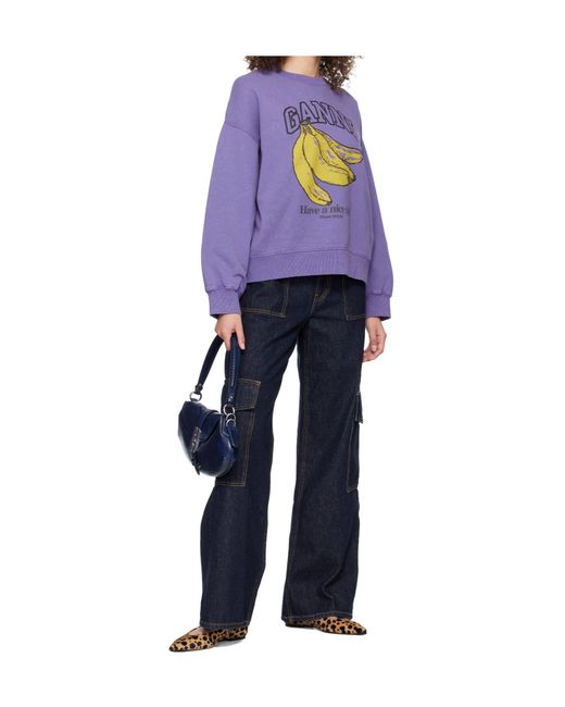 Ganni Purple Retro Washed Sweatshirt