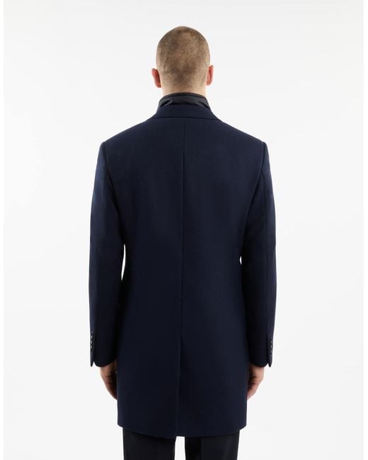 Fay Blue Layered Straight Hem Coat for men