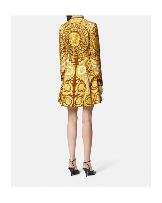 Versace Metallic Pattern-Printed Belted Dress