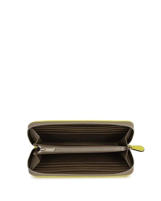 Bally Yellow Wrap Zipper Wallet