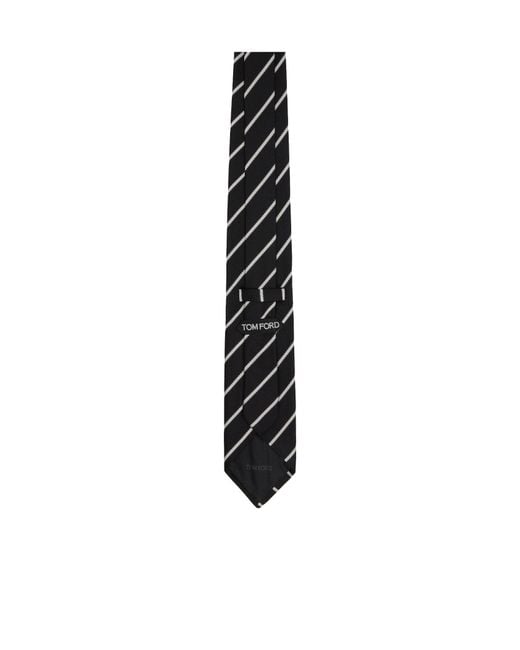 Tom Ford Black Alternate Weave Regimental Pointed Tie for men