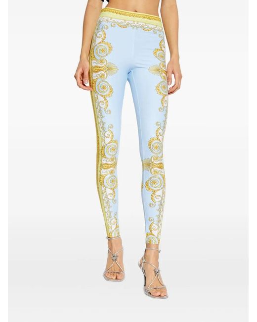Versace Blue Pattern-Printed Leggings