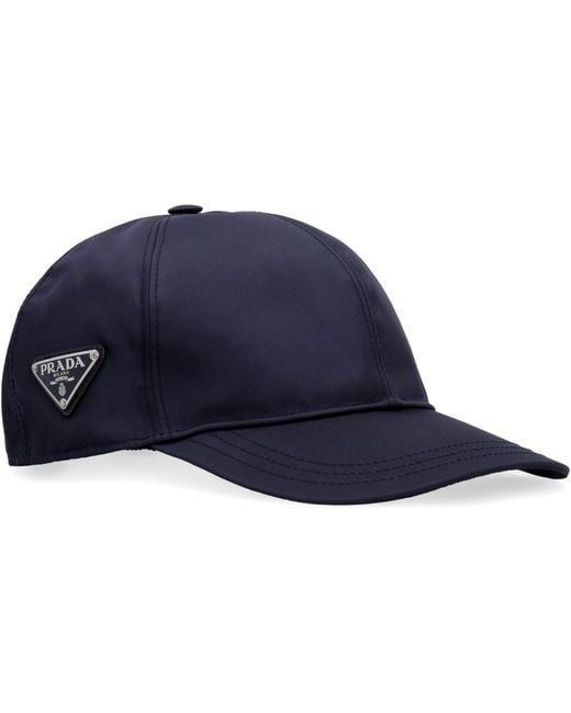 Prada Blue Logo Plaque Baseball Cap for men