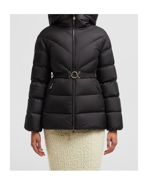 Moncler Black Brosse Belted Padded Jacket