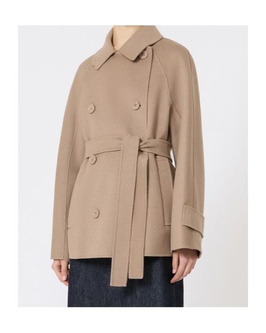 Max Mara Brown 'S Louise Double Breasted Short Belted Jacket
