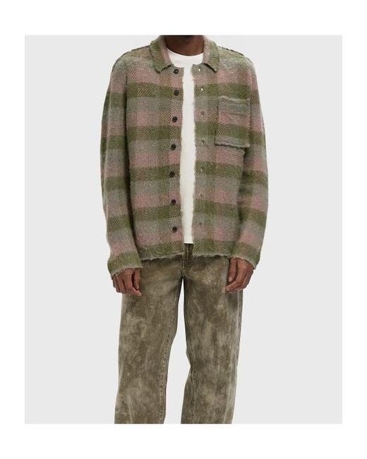AllSaints Green Adler Checked Brushed Shirt for men