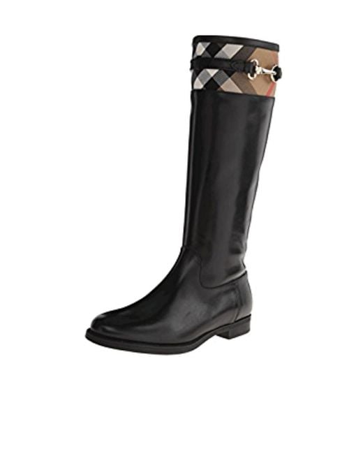 Burberry Black Plaid Decorative Boots