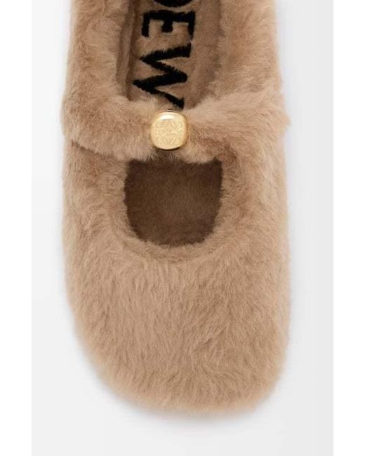 Loewe Brown Shearling Pebble Soft Ballerina Shoes