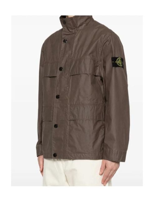 Stone Island Brown Stand-Up Collar Casual Jacket for men