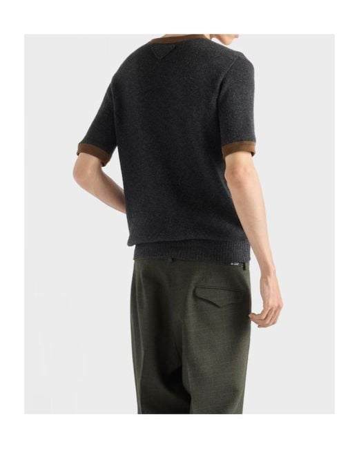 Prada Black Short-Sleeved Crewneck Jumper for men