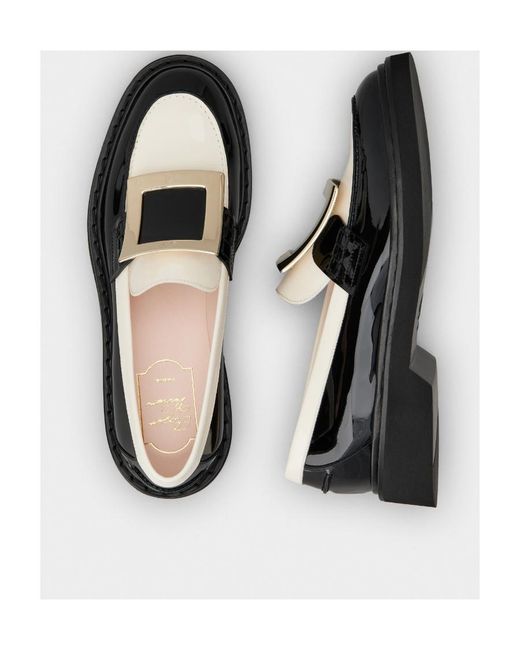Roger Vivier Black Viv' Rangers Embellished Buckle Loafers