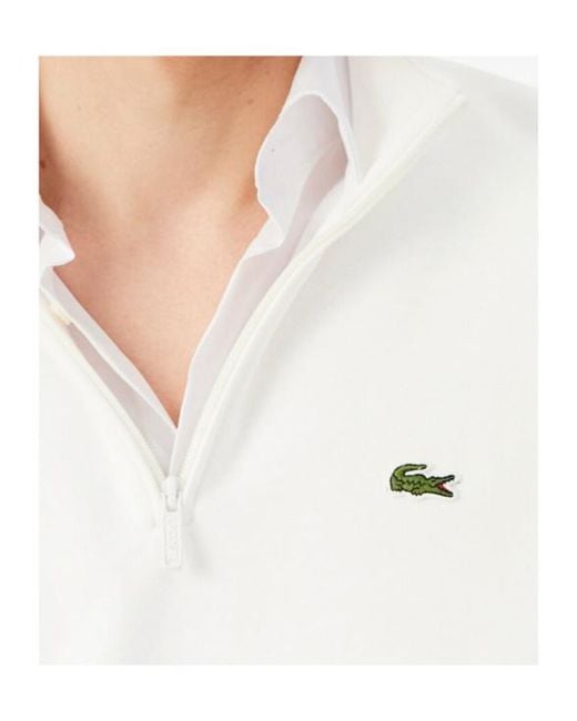 Lacoste White Logo Patch Half-Zip Sweatshirt for men