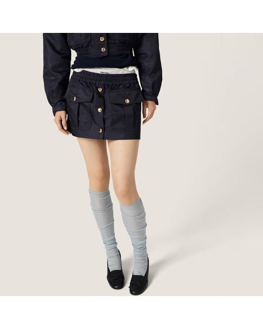 Miu Miu Blue Elasticated Waistband Mini Skirt