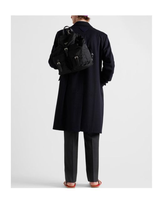 Prada Blue Single-Breasted Straight Hem Coat for men