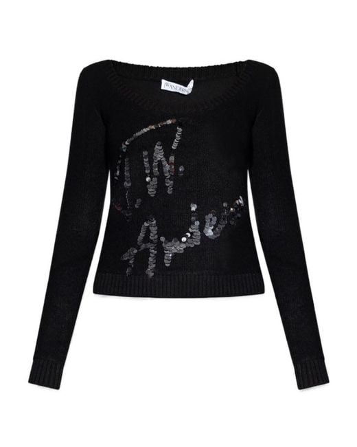 J.W. Anderson Black Jw Anderson Sequin Embellished Knitted Jumper