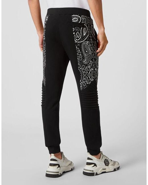Philipp Plein Black Printed Sweatpants for men