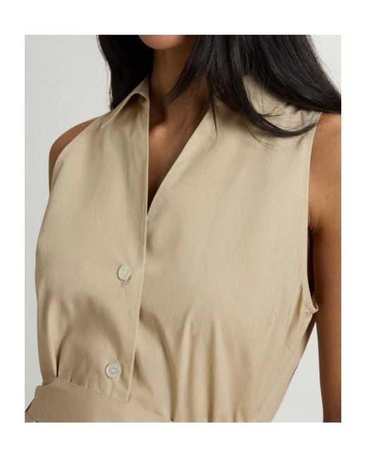 Woolrich Natural Sleeveless Poplin Shirt Dress