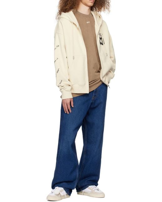 Off-White c/o Virgil Abloh Blue Logo Patch Wide Leg Jeans for men