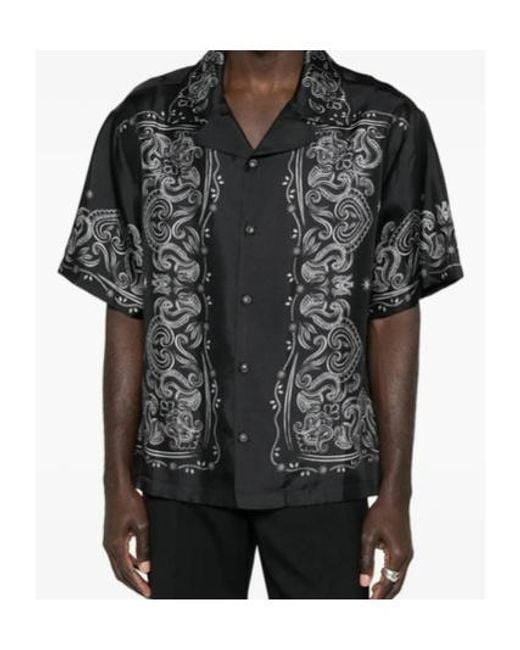 Amiri Black Bandana Paint Oversized Bowling Shirt for men