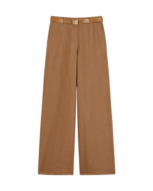 Max Mara Brown Studio Murge Belted Wide Leg Trousers