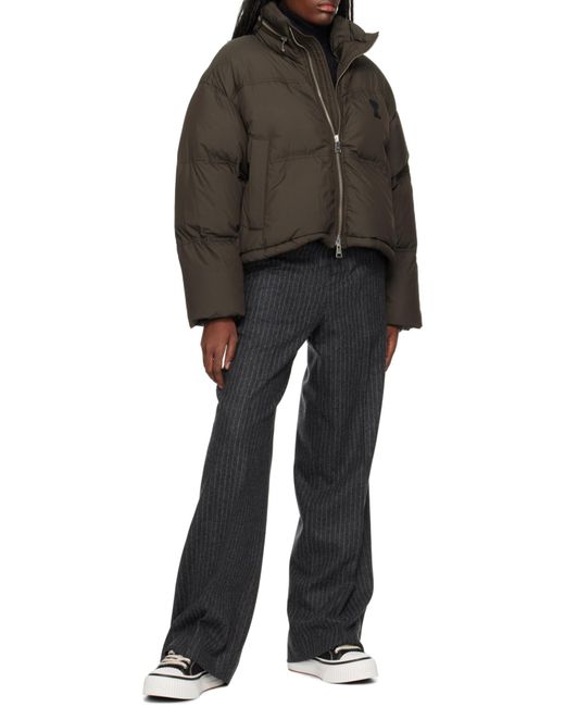 AMI Brown Zipped Puffer Jacket