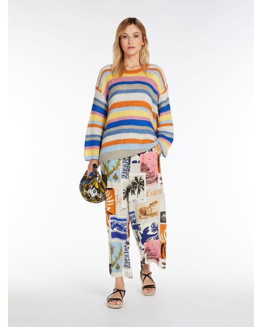 Weekend by Maxmara White Geometric-Print Trousers
