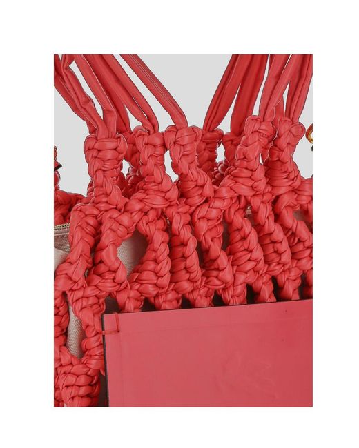 Etro Red Interwoven Small Tote Bag
