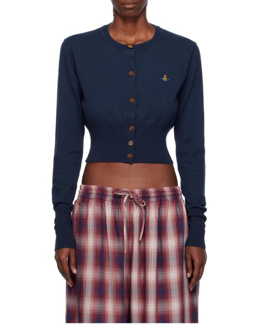 Vivienne Westwood Blue Orb Buttoned Long-Sleeved Cardigan