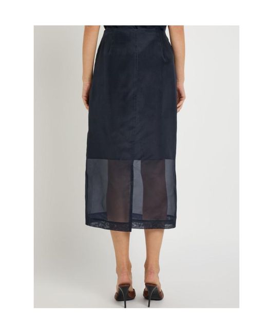 Polo Ralph Lauren Blue Silk-Organza Midi Skirt