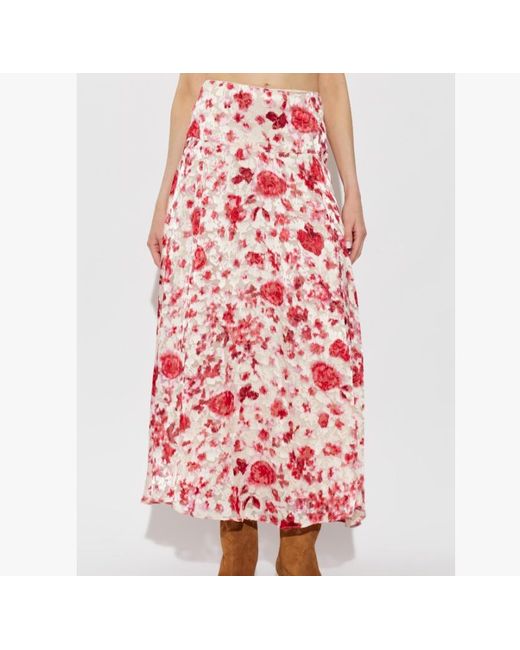 Isabel Marant Red Hilza Floral-Print Silk-Blend Maxi Skirt