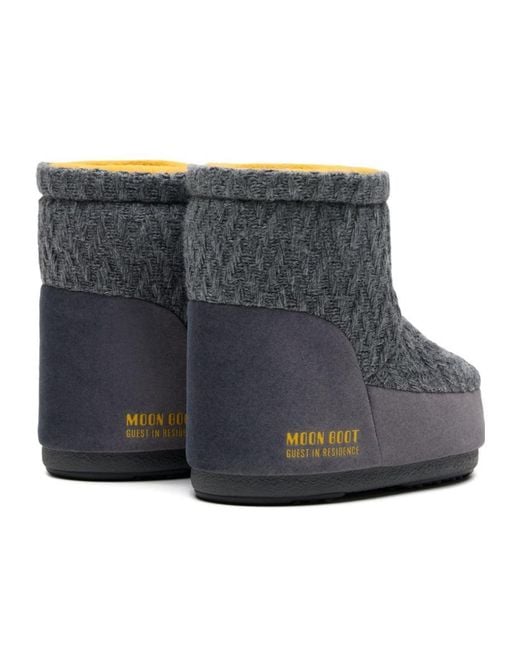 Moon Boot Gray X Guest Knitted Panel Snow Boots