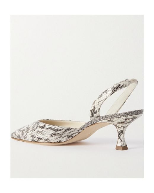 Manolo Blahnik White Pattern High Heels