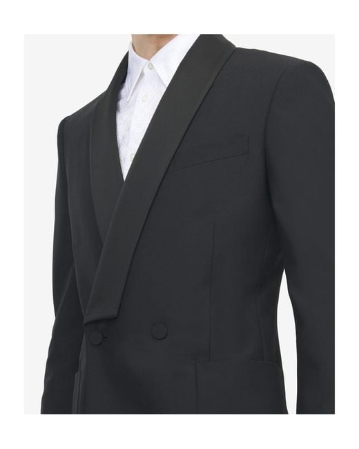 McQueen Blue Double-Breasted Shawl-Lapel Blazer for men