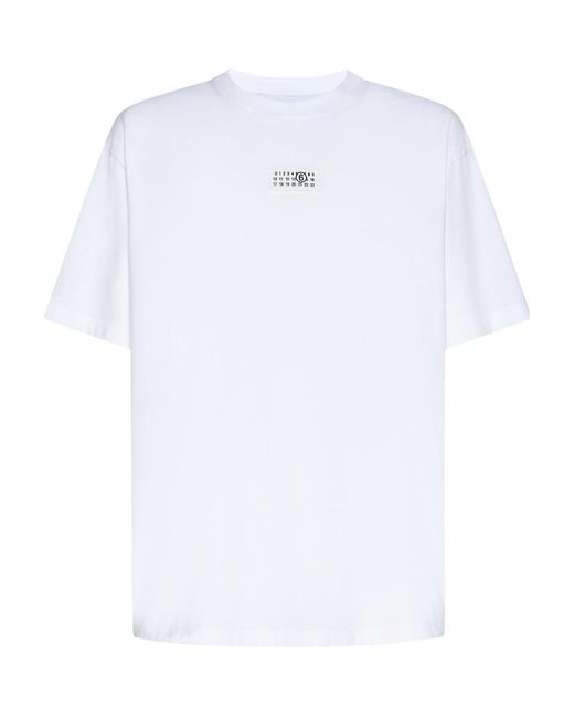 MM6 by Maison Margiela White Logo Patch Crewneck T-Shirt for men