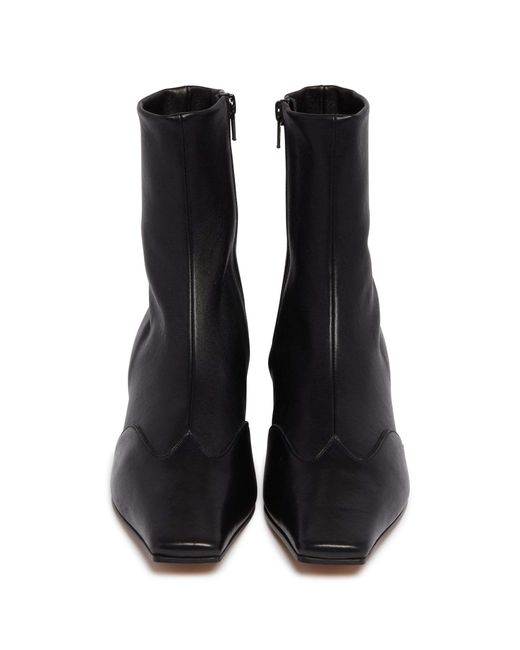 Khaite Black Square-Toe Ankle Boots