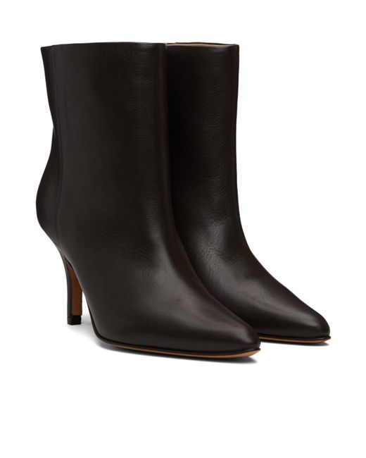MM6 by Maison Martin Margiela Black Pointed-Toe Leather Ankle Boots