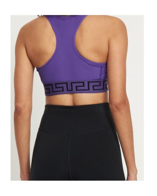 Versace Purple Stretch Tech Greca Sport Bra