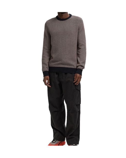 Barbour Gray Wells Patterned Crew-Neck Sweater for men
