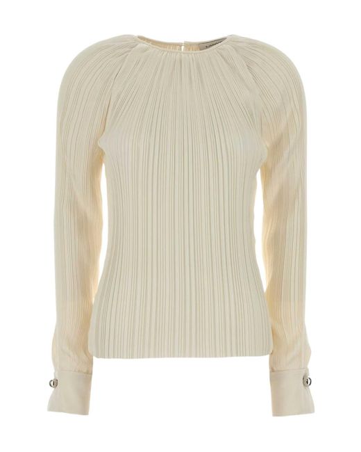 Lanvin Natural Plissé-Effect Buttoned-Cuff Top