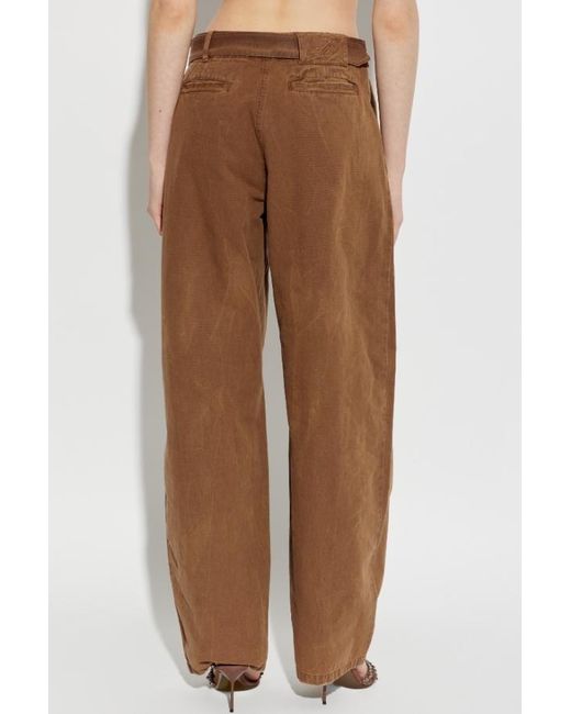 Blumarine Brown Pleated Belted Trousers
