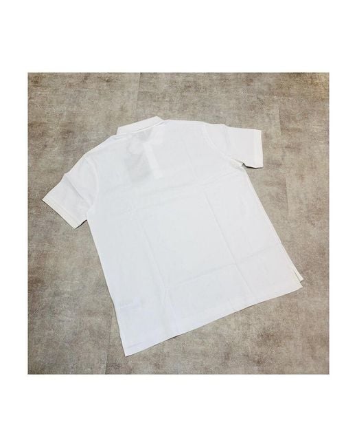 Burberry White Logo Print Piqué Polo Shirt for men