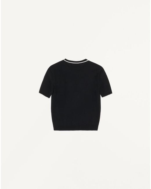 Valentino Black Crewneck Short-Sleeved Jumper