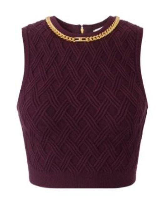 Elisabetta Franchi Purple Diamond Pattern Knitted Top