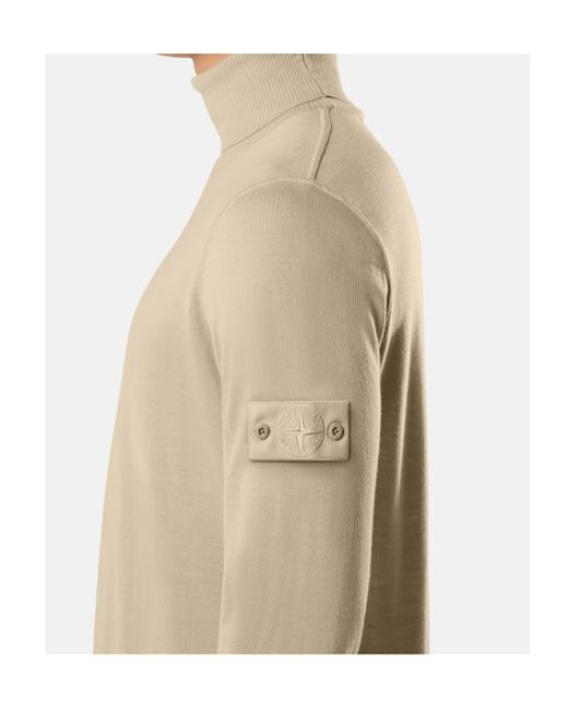 Stone Island Natural Regular-Fit Turtleneck Jumper With Ribbed Trims for men