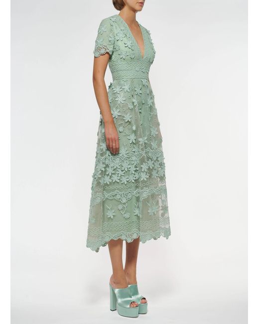 Elie Saab Green Flower Embroidered Dress