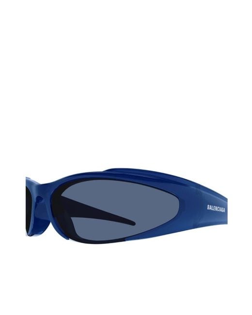Balenciaga Blue Eyewear Wraparound Sunglasses for men