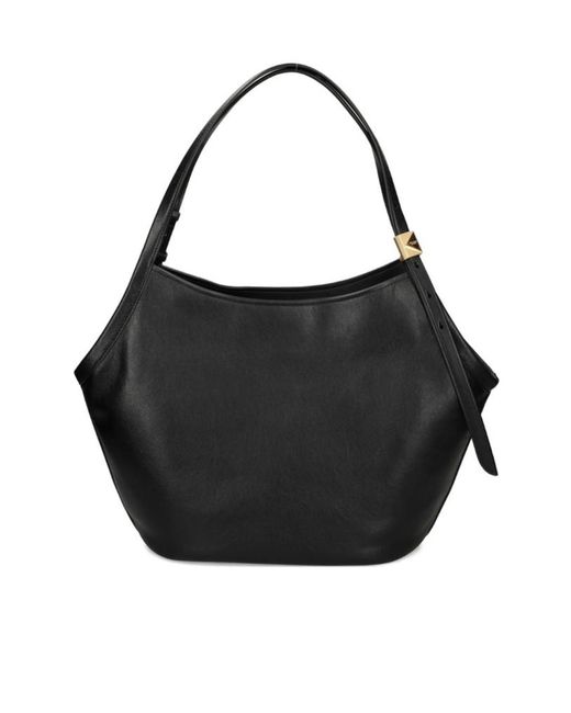 Kate Spade Black Deco Tulip Leather Belt Tote Bag