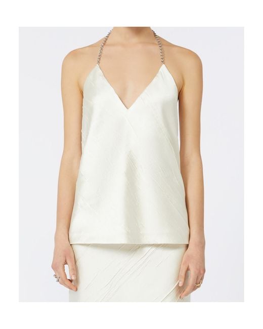 Sportmax White V-Neck Chain-Detailed Top
