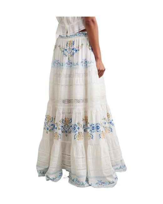 Camilla White Floral Tiered Maxi Skirt
