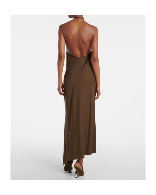 The Attico Brown Halterneck Open-Back Midi Dress